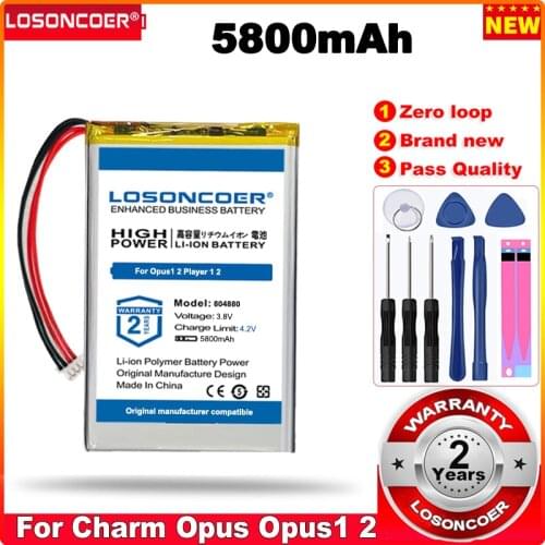 5800mAh 804880 Battery for Charm Opus Opus1 Opus2 Player 1 2 Li-Polymer Rechargeable Accumulator Replacement 4 Lines+Plug
