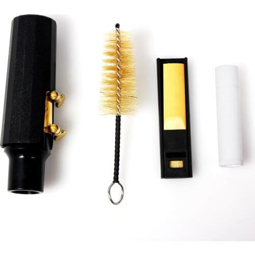Alto/ Tenor/Soprano Sax Saxophone Mouthpiece with Cap Metal Buckle Reed Cork Grease Reed Case Cleaning Brush