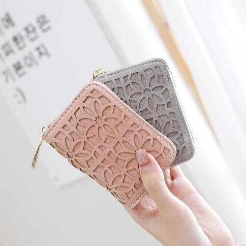BISO GORO 2020 Womens Card Holder Cute Personality PU Leather Credit ID Card Holder Zipper Pocket Coin Purse Mini Business Case