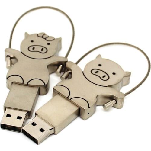 USB 2.0 Flash Drive 16GB 8GB Lovely Metal Rope Skipping Pig pendrive 4GB Memory Stick Memory Stick U Disk Pen drive 64GB 32GB