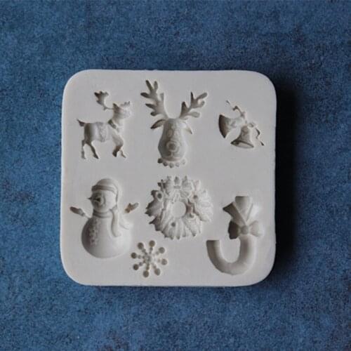 Liquid Silicone Cake Mold Baking And Turning Sugar Tool Bell Snowman 3D Silicone Mold Snowflake Christmas A1133