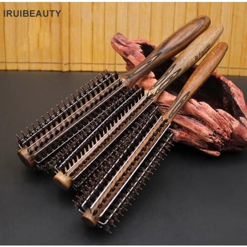 Straight Hair Comb Natural Bristles Pear Flower Head Hair Style Heat-Resistant Nylon Roller Comb Salon Hair Style Comb