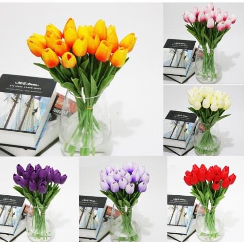 10pcs Garden Tulips Artificial Flowers Real touch Flower Tulp Bouquet for Home Wedding Mariage decoration Fake Artificial Flower
