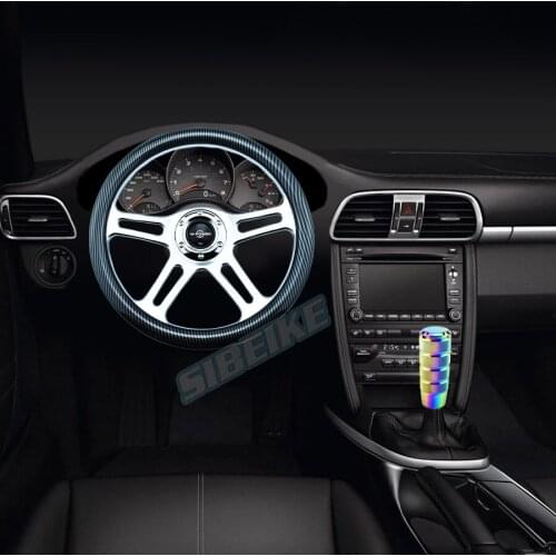 4-spoke 14inch/350mm Refit Steering Wheel Copy Carbon Fiber Car Racing Sport Steering Wheel Chrome Frame