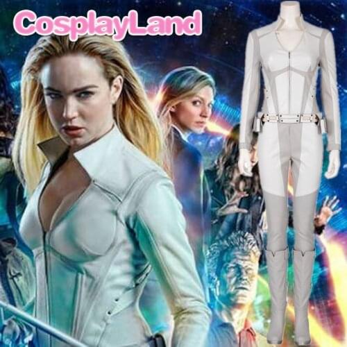 Legends of Tomorrow Sara Lance Cosplay White Canary Costume Halloween Costumes for Adult Women DC Superhero Outfit Jumpsuit