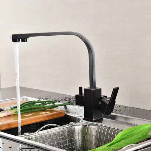 Kitchen ORB Brass Multifunctional basin Faucet Drinking Water Cranes Hot&Cold Water Mixer Tap Pure Water 3 Ways Faucets