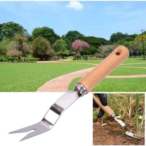 Lightweight Garden Manual Transplanting Weeding Fork Grass Remover Wood Handle Trimming Cultivating Digging Pull Grubber