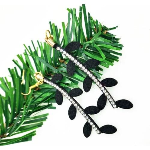 Fashion Shiny Suede Levies Drop Earrings Black Long Earrings Women Gold Hooks Life Tree Drop Earrings Jewelry Party Gifts