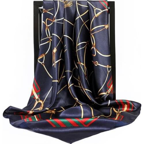 Fashion Print Square Scarves New Style Kerchief Female 90X90CM Hijab Ladies Silk Satin Shawl Wrap Wholesale bandanna foulard