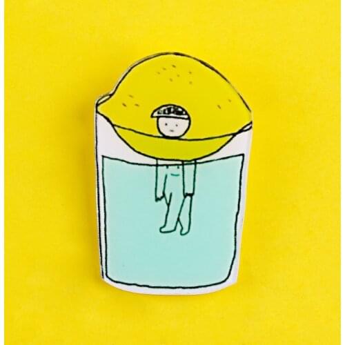 Man In The Glass Bow Acrylic Brooches Lemon Badges On a Backpack Set Icon Pins On Garment Jewelry Gift