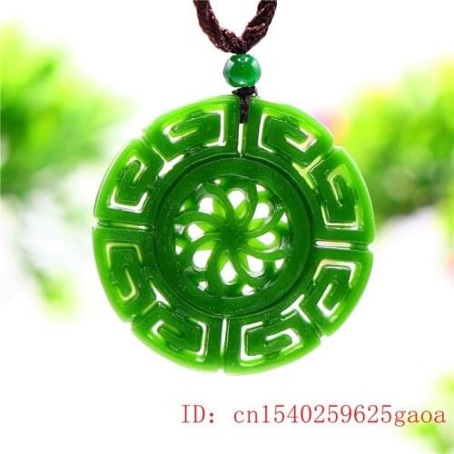Jade Kaleidoscope Pendant Necklace Natural Gifts Women White Accessories Amulet for Double-sided Carved Fashion Charm Jewelry
