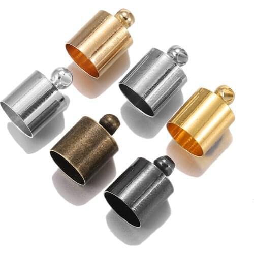 50pcs/lot Tassel Leather Cord End Crimp Caps Beads 3 4 5 6 7 8 9 10 mm End Tip Cap For DIY Necklace Jewelry Making Findings