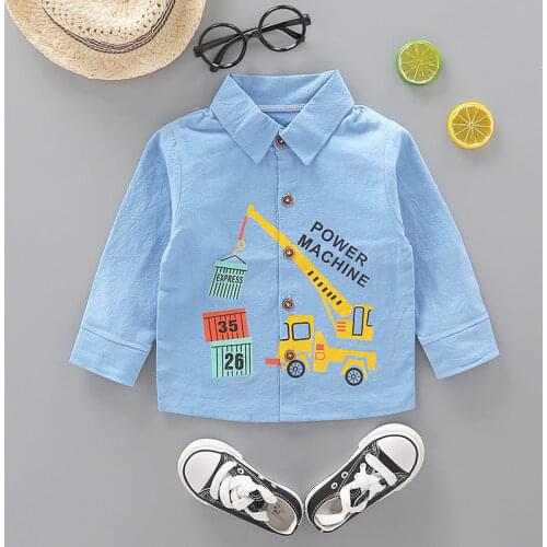 Autumn 2020 Childrens Clothing Boys Girls Kids Denim Print Cartoon Long-sleeved Shirt Boy shirts