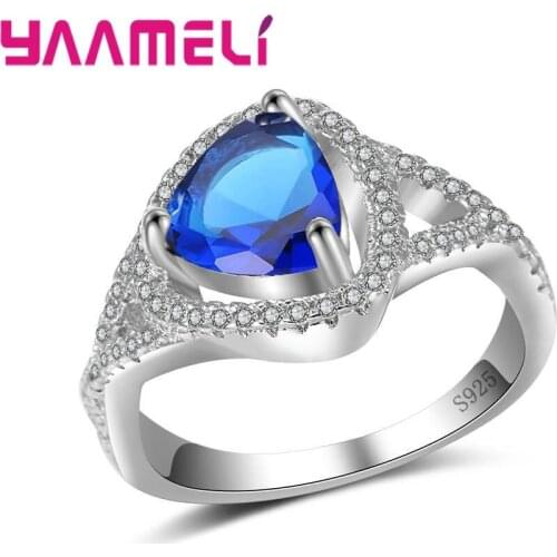 Popular Special Fine 925 Sterling Silver Finger Rings Hard Triangle Cubic Zirconia For Women Female Crystal Jewelry Gift