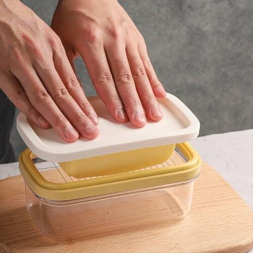 1 Pcs Transparent Home Butter Box Cutting Food with Lid Rectangle Container Sealing Storage Dish Portable Kitchen Tools