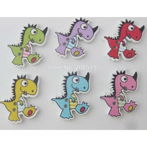 WBNASE dinosaur ainimal wood buttons for baby clothes decoration 200pcs mix colors sewing accessory