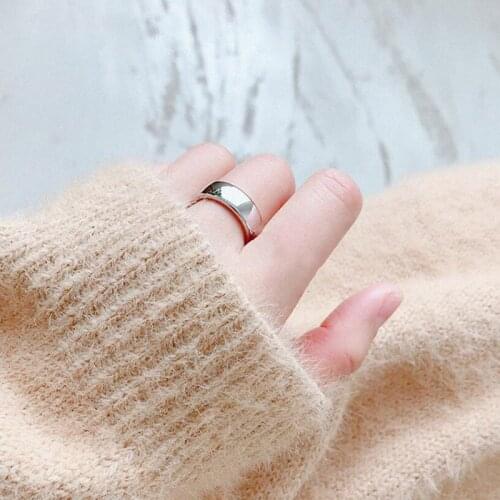 Real 925 Sterling Silver Finger Rings Minimalist Smooth Round Couple Rings For Women Men Wedding Adjustable Ring Fine Jewelry