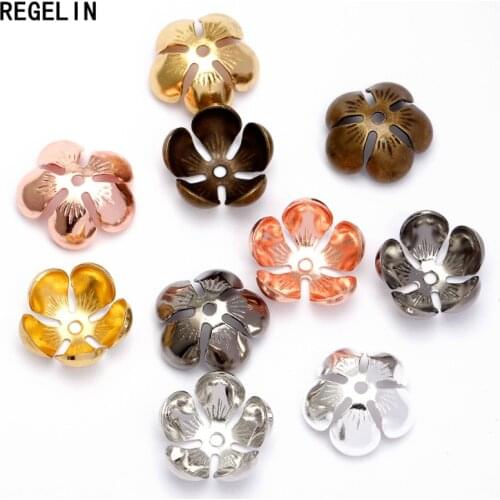 REGELIN 13x5mm Flower Beads Cap petal End Spacer Beads Caps Charms Bead Cups 50pcs For Bracelet & Necklace DIY Jewelry Making