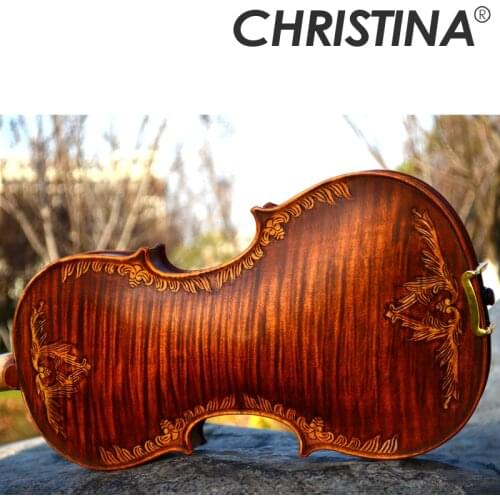 Christina V07-carved Violin 4/4 handmade musical instruments viola fo professional play high quality violino bow and rosin