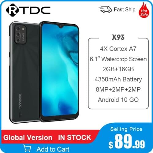 Global Version DOOGEE X93 Mobile Phone 9.8mm Thin and Light Body Android 10 AI Triple Camera 8MP 6.1" Waterdrop Screen 4350mAh