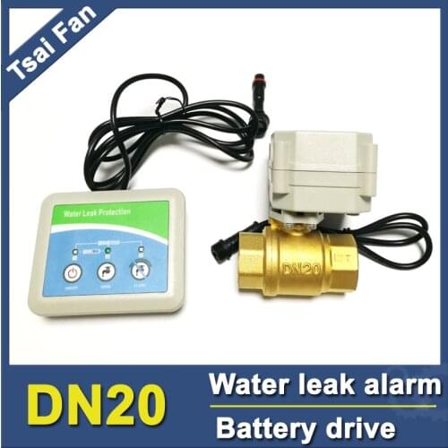 Smart water leak detector shut off electric valve automatically drived by battery, used for DN20, 3/4" Pipe line