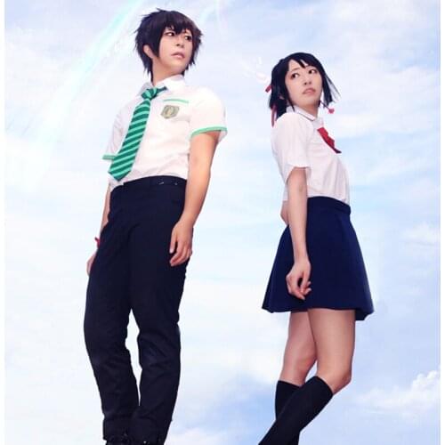 Your name. Anime Cosplay Cartoon Halloween Cos Tachibana Taki Miyamizu Mitsuha Man Woman Summer School uniform Cosplay Costume
