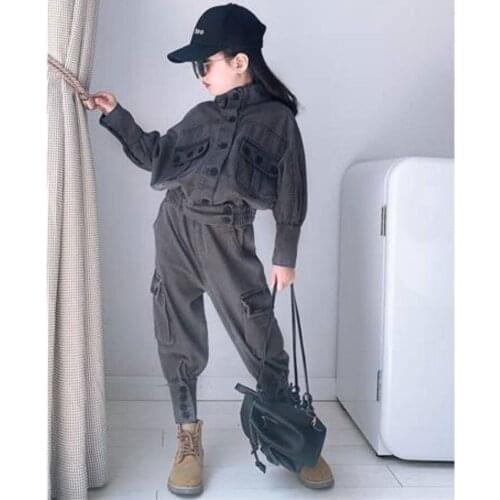 2020 Spring Girls Clothes Sets Baby Girl Denim Suits Kids Clothing 2Pcs Tops +Pants Outfits For Baby Girl 2 3 4 6 8 10 12 Year