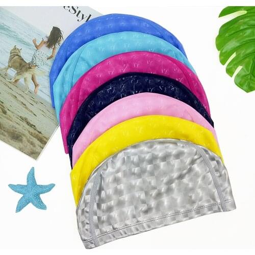 Adults Men Women Waterproof Swimming Accessories High Elastic Long Hair PU Coated Swim Pool Hat Swimming Cap