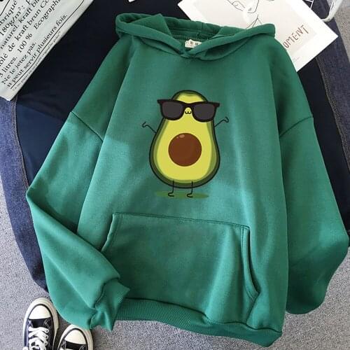 Winter Harajuku Kawaii Korean Ladies Pullover Hoodies Cartoon Avocado Print Sweatshirts Women Hoody Top Female Streetwear