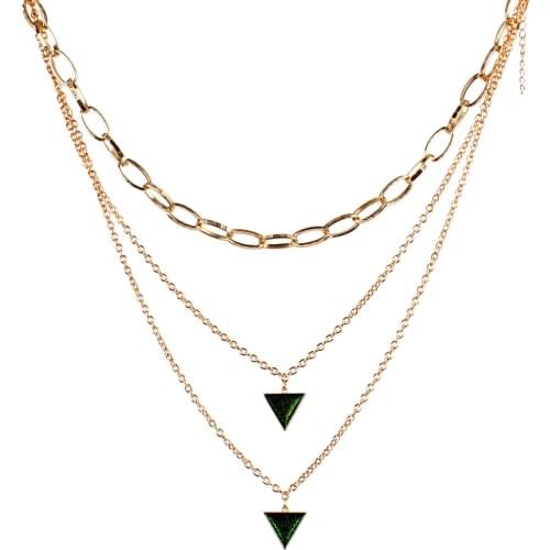 European and American fashion trend simple fashion triangle temperament womens multi-layer alloy necklace accessories wholesale