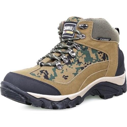 Winter wool lining travel hiking camouflage snow boots outdoor climbing hunting warm thicken cotton ankle shoes tactical boot