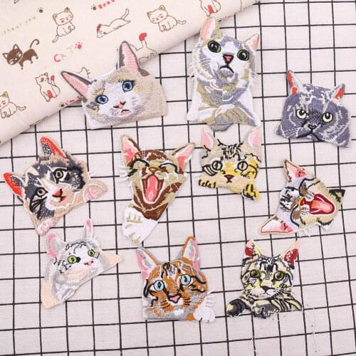 10 Styles Cartoon Animals Cat Iron On Patches For Clothing Applique Decoration Handmade DIY Apparel Sewing Supplies Women Cloth