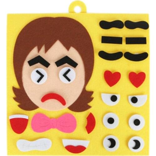 DIY 3D Facial Expressions Puzzle Toys Interactive Parent Child Non-Woven Face Changing Toy Matching Game for Kids Learning