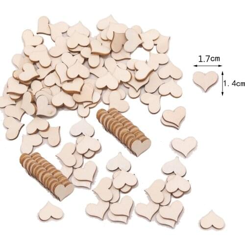 50pcs 1.7cm DIY Blank Heart Wood Slices Discs Wood Heart Love Blank Unfinished Natural Crafts Supplies Wedding Ornaments
