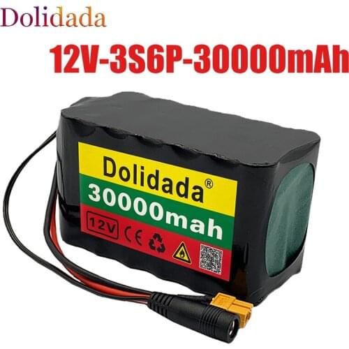 3S6P 12V 30Ah 40A BMS orline battery pack 18650 li-ion cells 30000mah XT60 DC5521 400Watt High Power Motor Scooter light