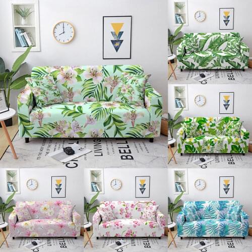 Flower Slipcovers Sofa Cover Leaves Elastic Sofa Cover for Living Room Couch Cover Furniture Protector Sofa Towel 1/2/3/4-Seater