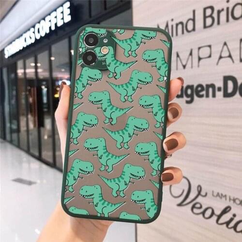 Cute Dinosaur Baby Phone Case for IPhone 12 XR XS Max 11 Pro Max 6 7 7Plus 8 8Plus X SE2 Dinosaur Hard Transparent Cover Funda