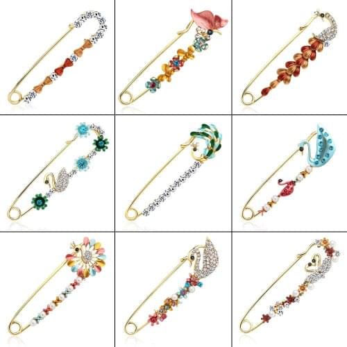 Flower&Animal Pins Crystal Rhinestone Brooch for Women Cardigan Scarf Buckle Clips Hat Clothes Simple Lapel Pin Accessories