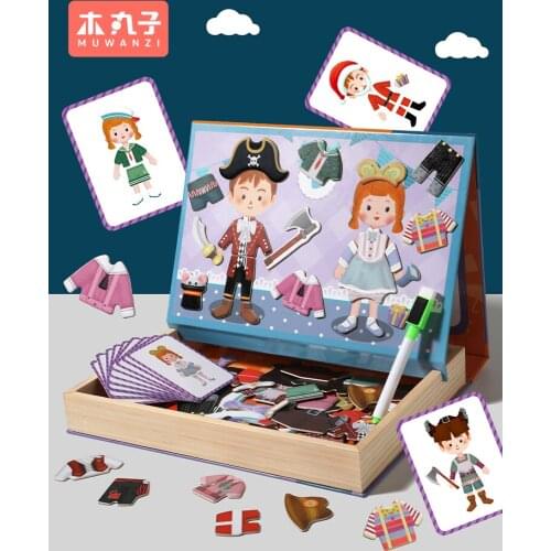 Wooden Montessori Magnetic Dress Changing Jigsaw Game Toys Preschool Multifunction Drawing Busy Board Educational Puzzle Toys