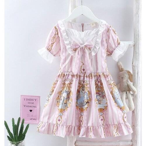 Baby Girl Dress Soft Cotton Floral Print Dresses For Girls Princess Summer Bow Dress Party Holiday School Clothes Kids Casual