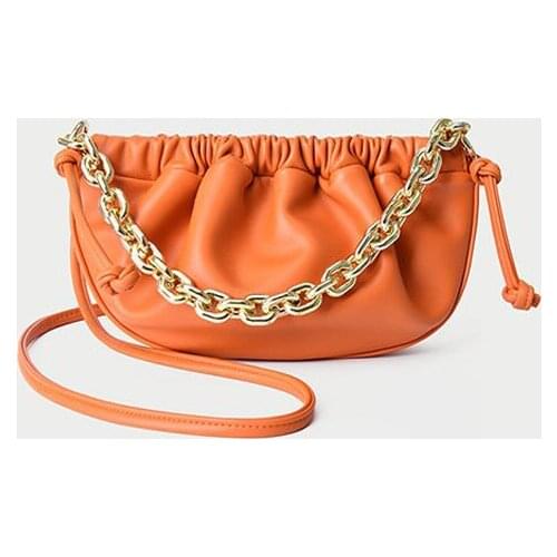 Elegant Female Pleated Tote bag 2020 New High-quality PU Leather Womens Designer Handbag Thick Chain Shoulder Bags Armpit bag