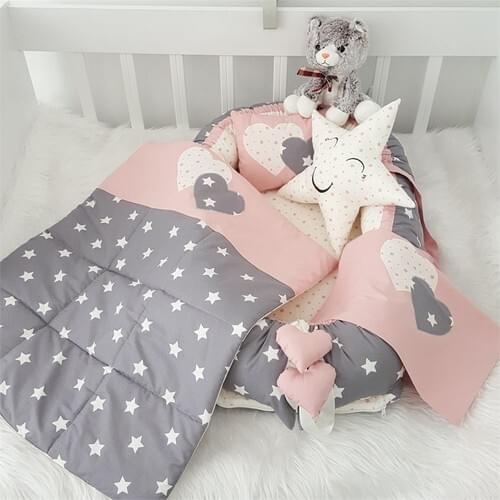 Controls Baby Gray Heart And Star Pattern Controls Baby Set