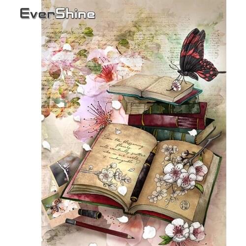 EverShine 5D DIY Diamond Painting Butterfly Flower Full Drill Diamond Embroidery Book Rhinestones Pictures Handmade Gift