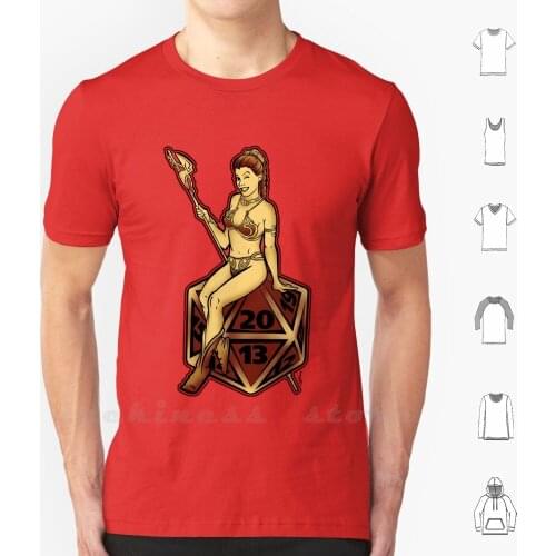 Natural Twenty T Shirt Big Size 100% Cotton Comic Con Natural Twenty D20 Dnd Princess Lucky Lady Pin Up Pinup Girl Tattoo