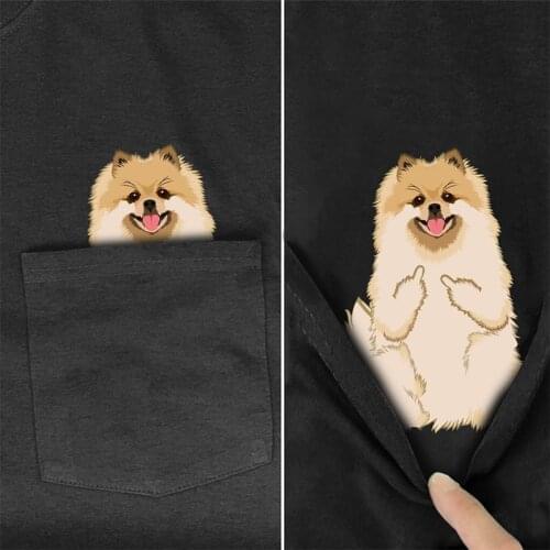 CLOOCL Cotton T-Shirt Fashion Pocket Pomeranian Printed T-shirt Mens for Women Shirts Harajuku Casual Tops Cotton Tees