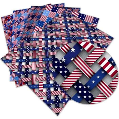Faux Leather American Independence Day Printed Leather for DIY Bag Material Fabric 30Cm X 136cm