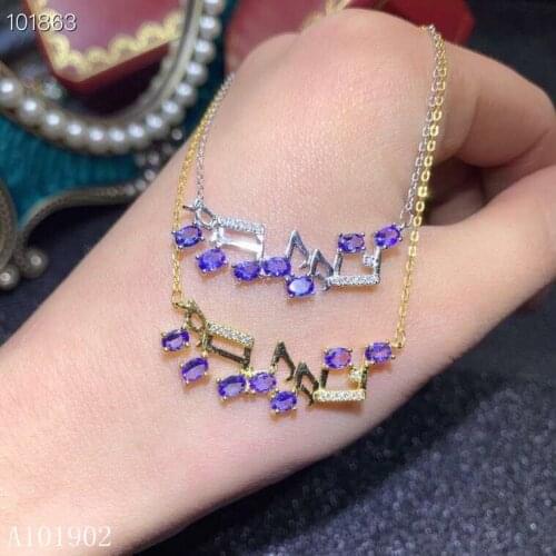 KJJEAXCMY boutique jewelry 925 Silver-inlaid Natural Tanzanite Jewelry Luxury Necklace Support Detection