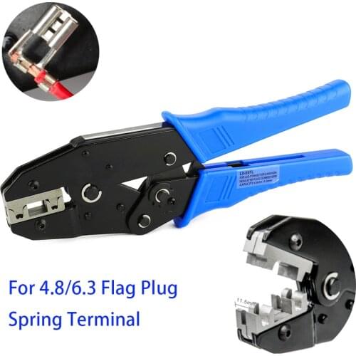 LX-05FL ratcheting crimper crimping tool for 4.8/6.3mm flag plug spring terminals with Wire-EDM Crimping Jaw