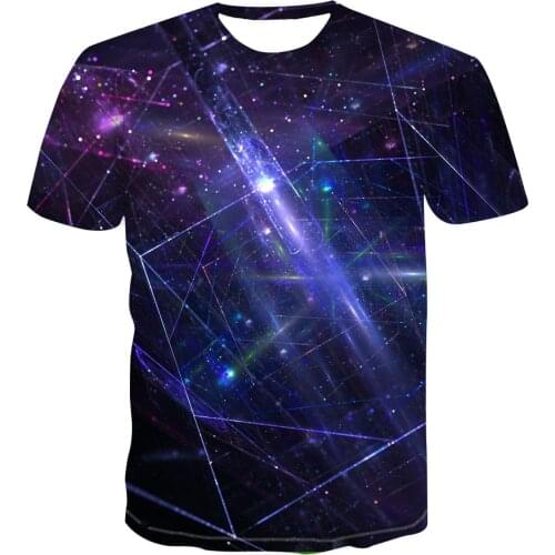Summer 2019 Yuansu new creative geometry 3D T-shirt with fashionable short sleeve star sky mens hip hop fashion T-shirt s-6xl