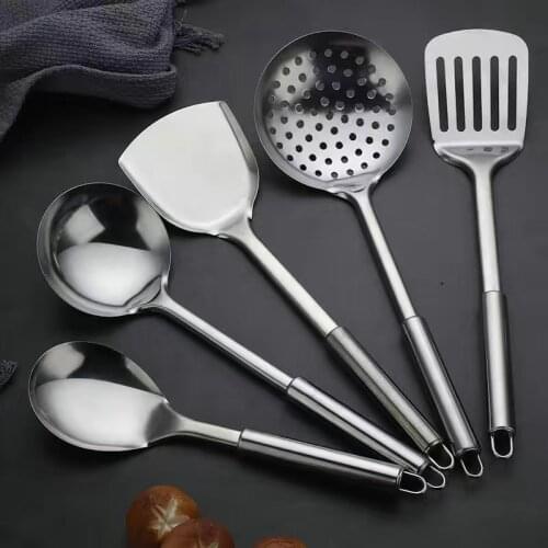 5 pcs Stainless Steel Wok Spatula Kitchen Slotted Turner Rice Spoon Ladle Cooking Tools Utensil Set Dropshipping utensilio